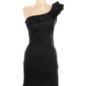 LIKE NEW Snap Little Black Dress LBD Cocktail One Shoulder Mini Dress Size Large